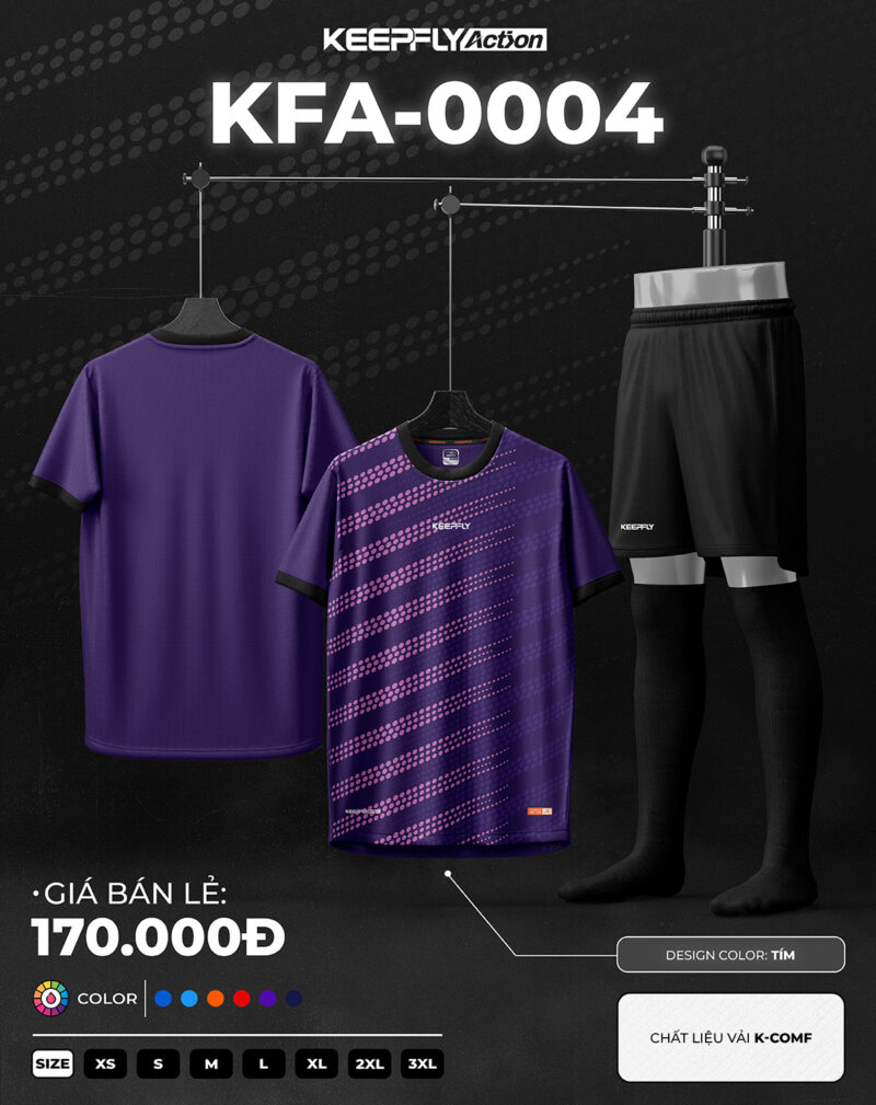 Bộ áo bóng đá KFA-0004 Tím