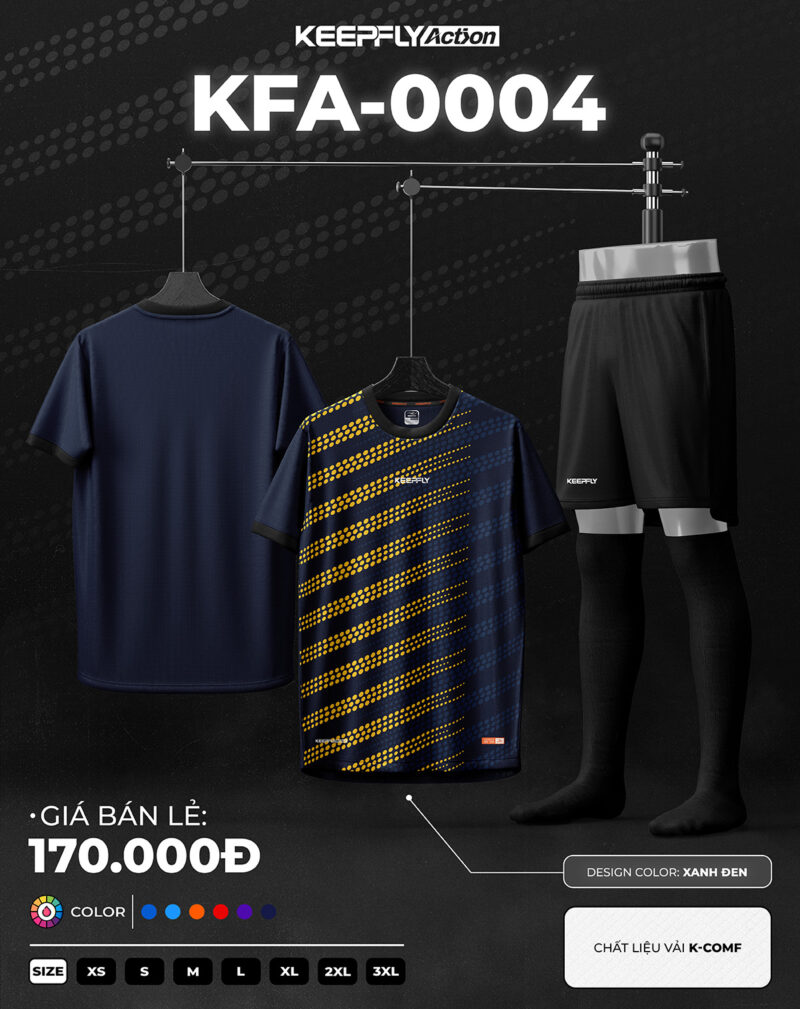 Bộ áo bóng đá KFA-0004 Xanh Đen