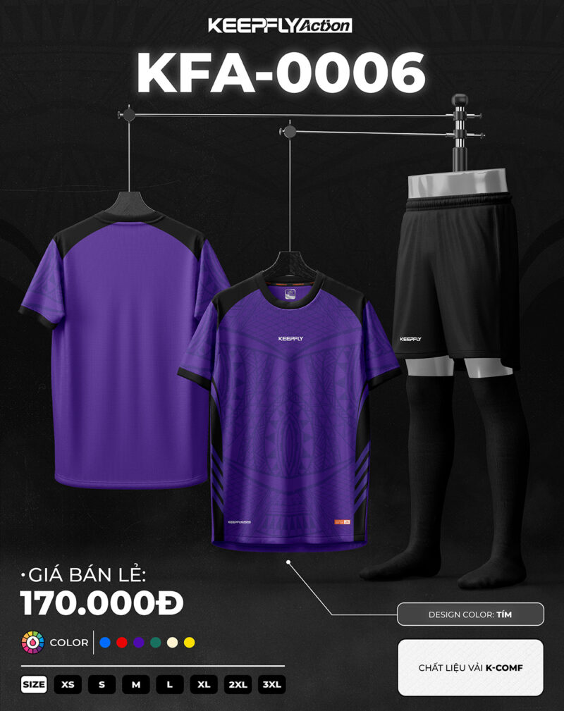 Bộ áo bóng đá KFA-0006 Tím
