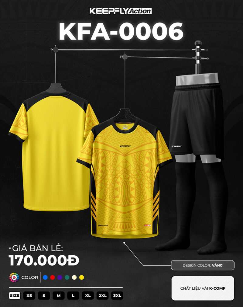 Bộ áo bóng đá KFA-0006 Vàng