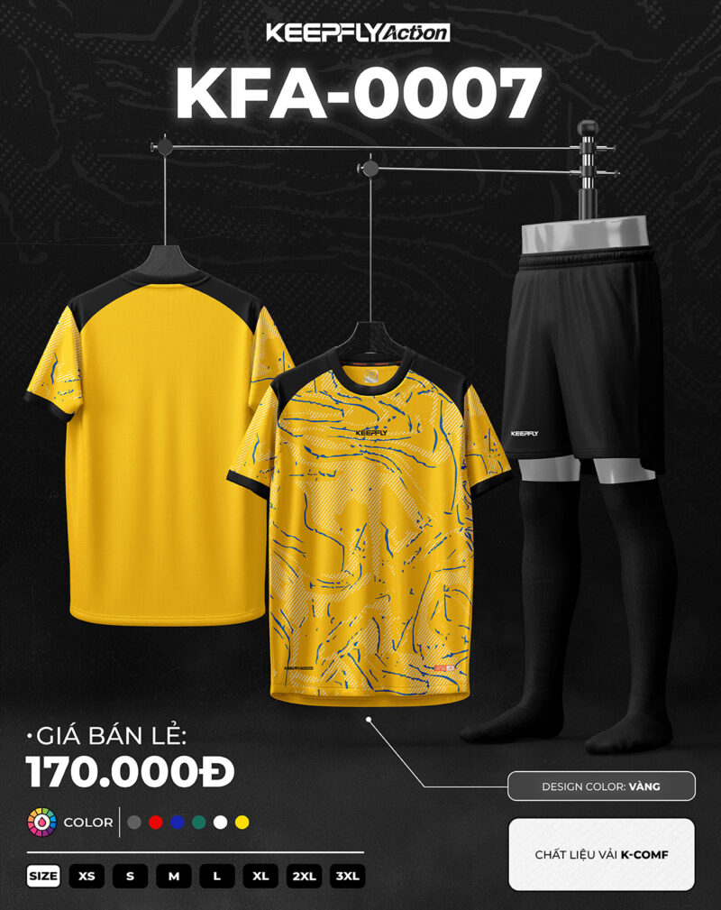 Bộ áo bóng đá KFA-0007 Vàng