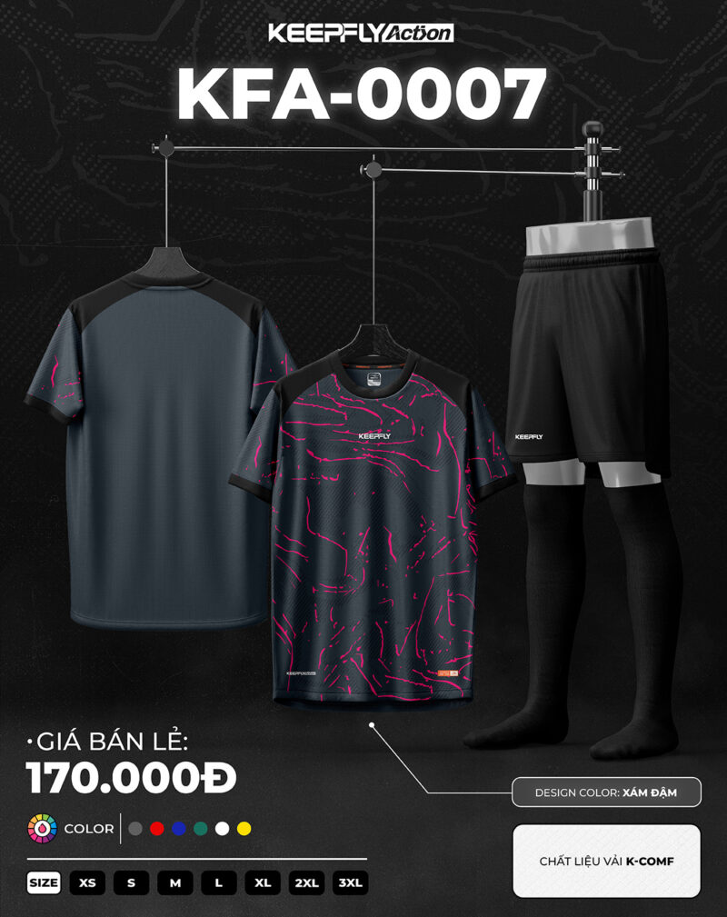 Bộ áo bóng đá KFA-0007 Xám