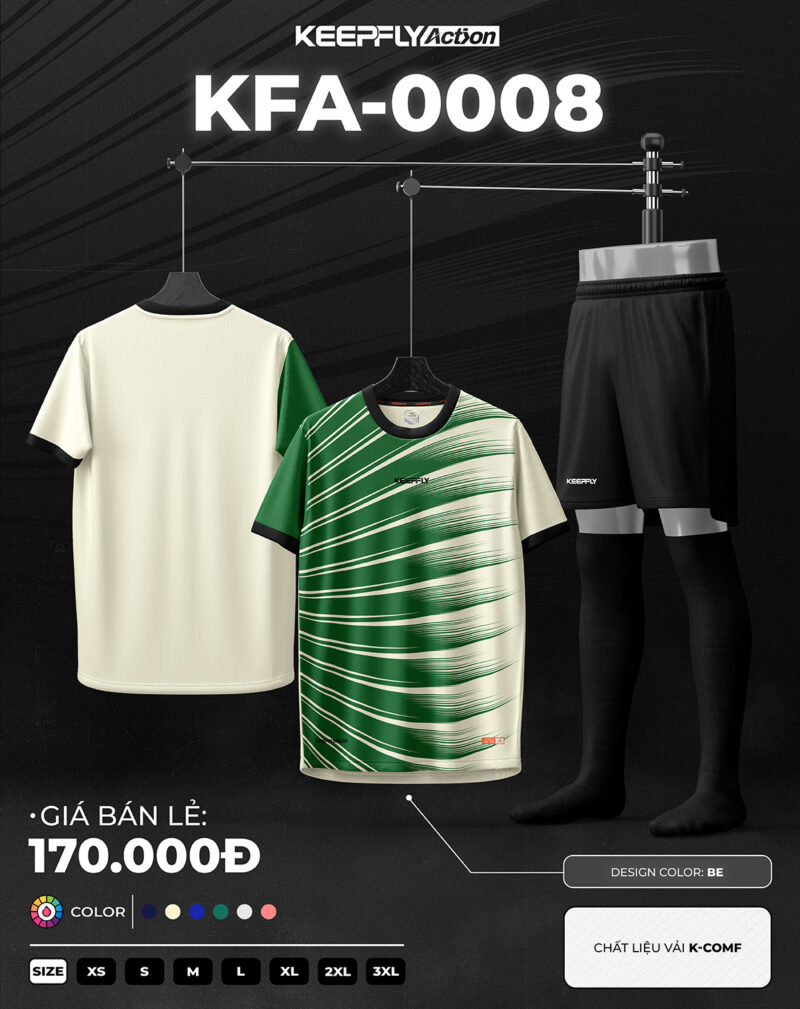 Bộ áo bóng đá KFA-0008 Be