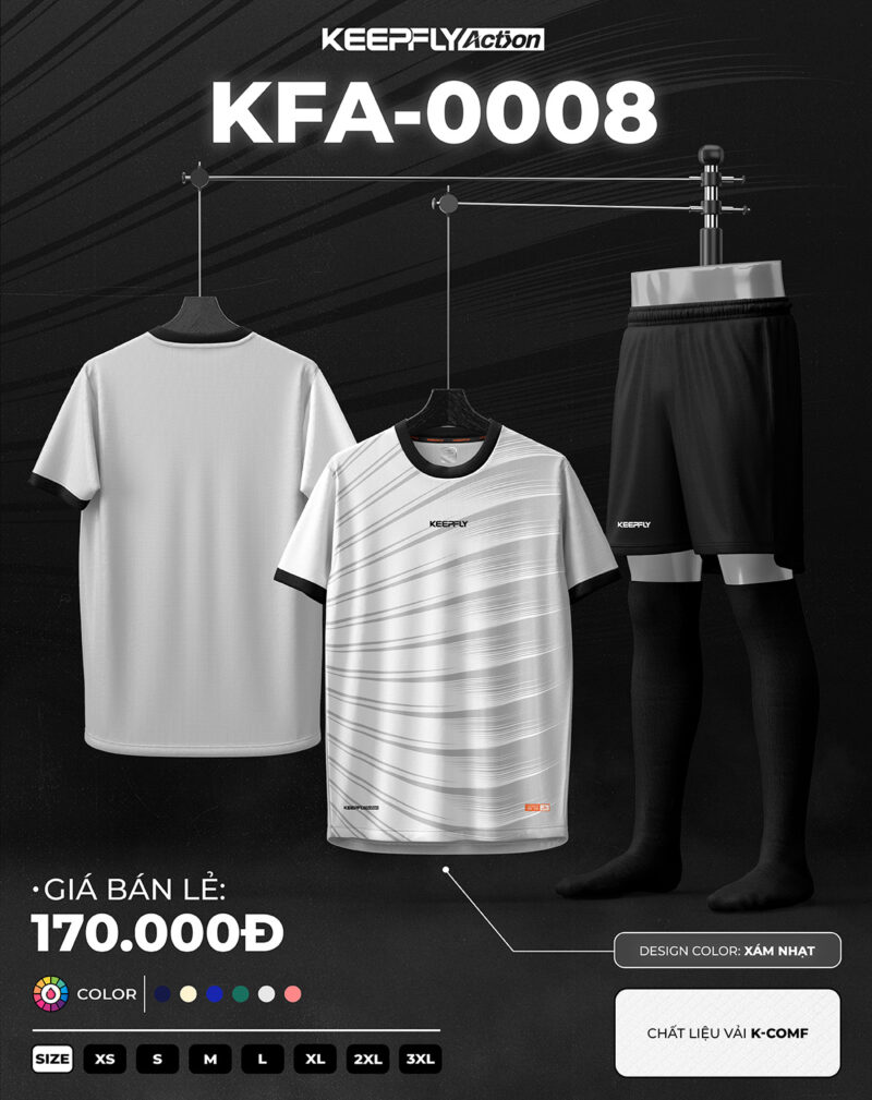 Bộ áo bóng đá KFA-0008 Xám Nhạt
