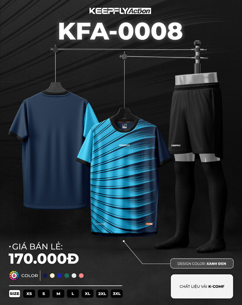 Bộ áo bóng đá KFA-0008 Xanh Đen