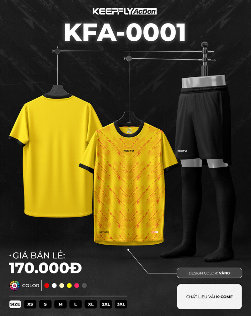 Bộ áo bóng đá KFA-0001 Vàng