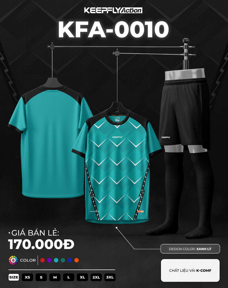 Bộ áo bóng đá KFA-0010 Xanh Lý