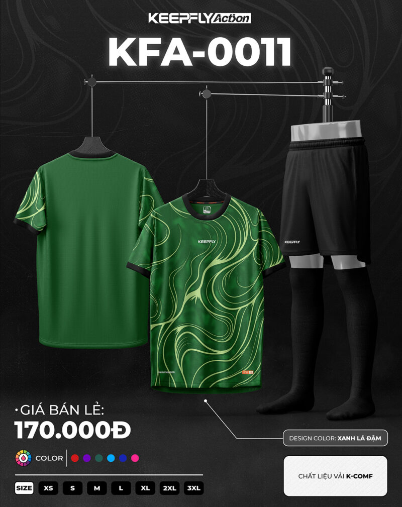 Bộ áo bóng đá KFA-0011 Xanh Két