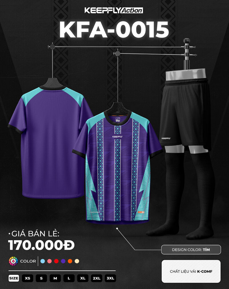 Bộ áo bóng đá KFA-0015 Tím