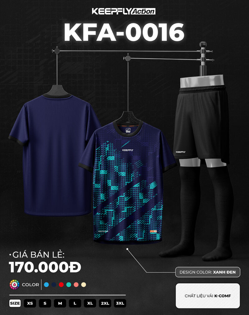 Bộ áo bóng đá KFA-0016 Xanh Đen