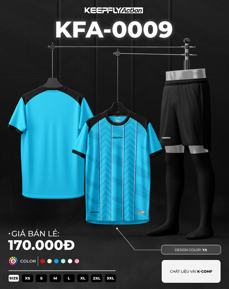 Bộ áo bóng đá KFA-0009 Xanh Ya
