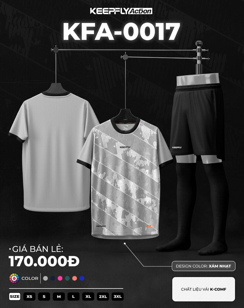 Bộ áo bóng đá KFA-0017 Xám Nhạt
