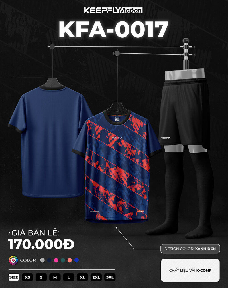 Bộ áo bóng đá KFA-0017 Xanh Đen