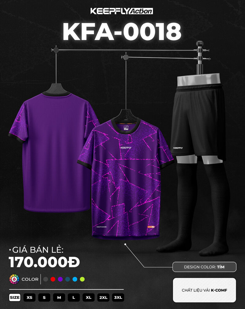 Bộ áo bóng đá KFA-0018 Tím