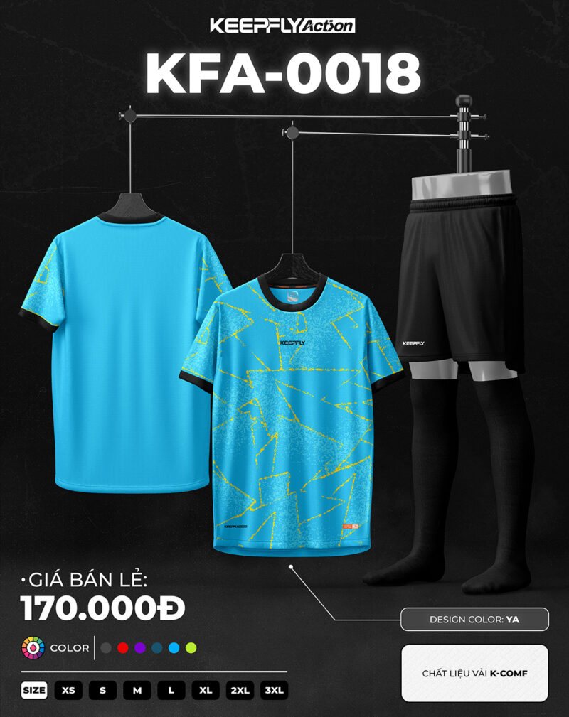 Bộ áo bóng đá KFA-0018 Xanh Ya