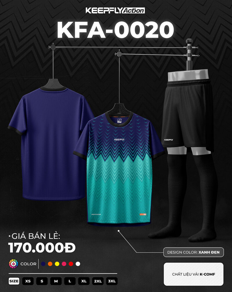 Bộ áo bóng đá KFA-0020 Xanh Đen