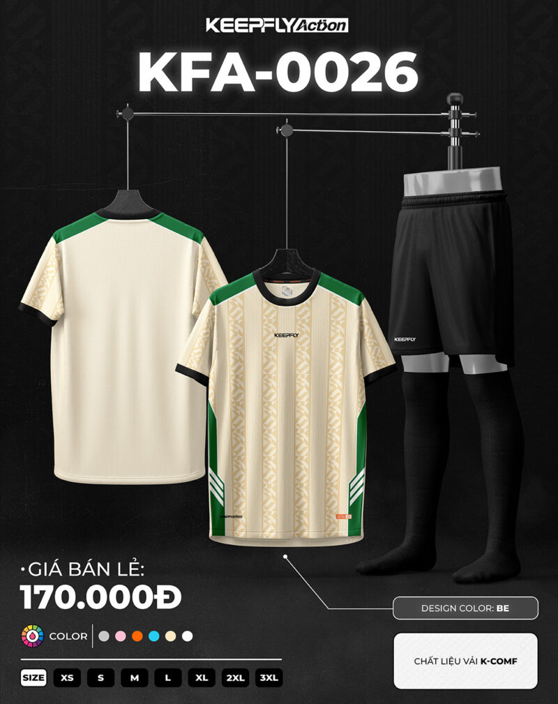 Bộ áo bóng đá KFA-0026 Be