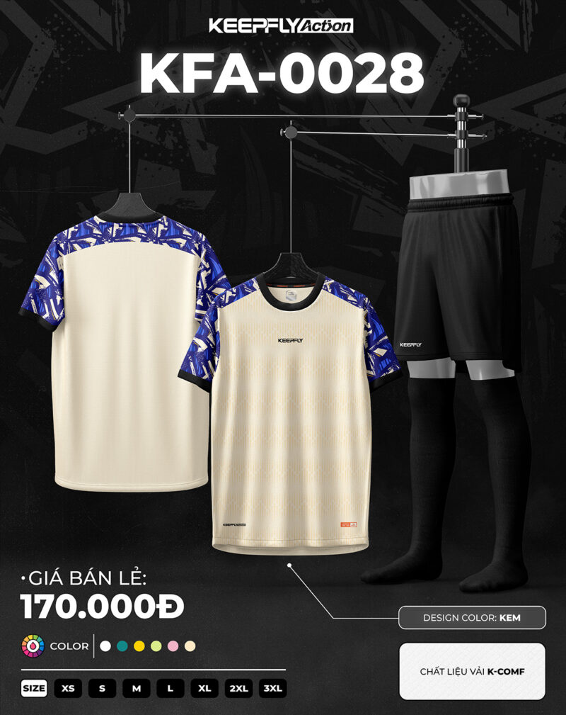 Bộ áo bóng đá KFA-0028 Kem
