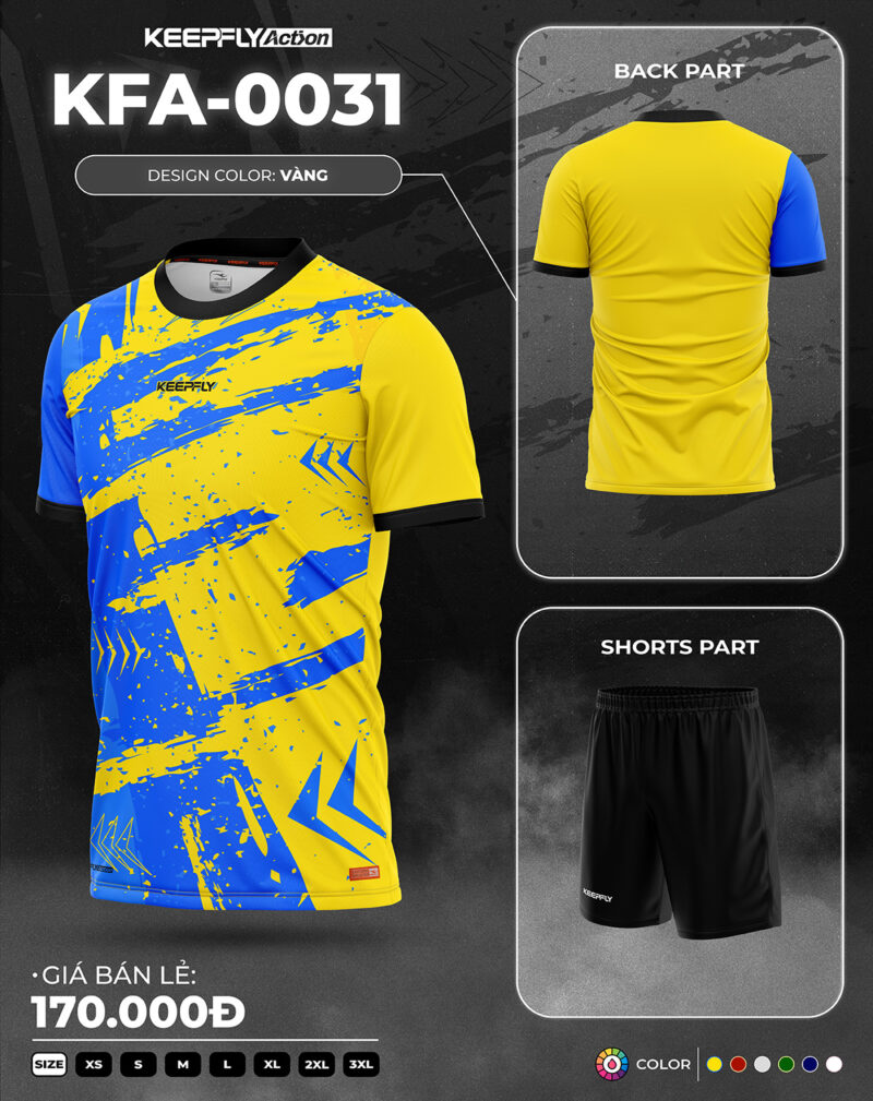 Bộ áo bóng đá KFA-0031 Vàng