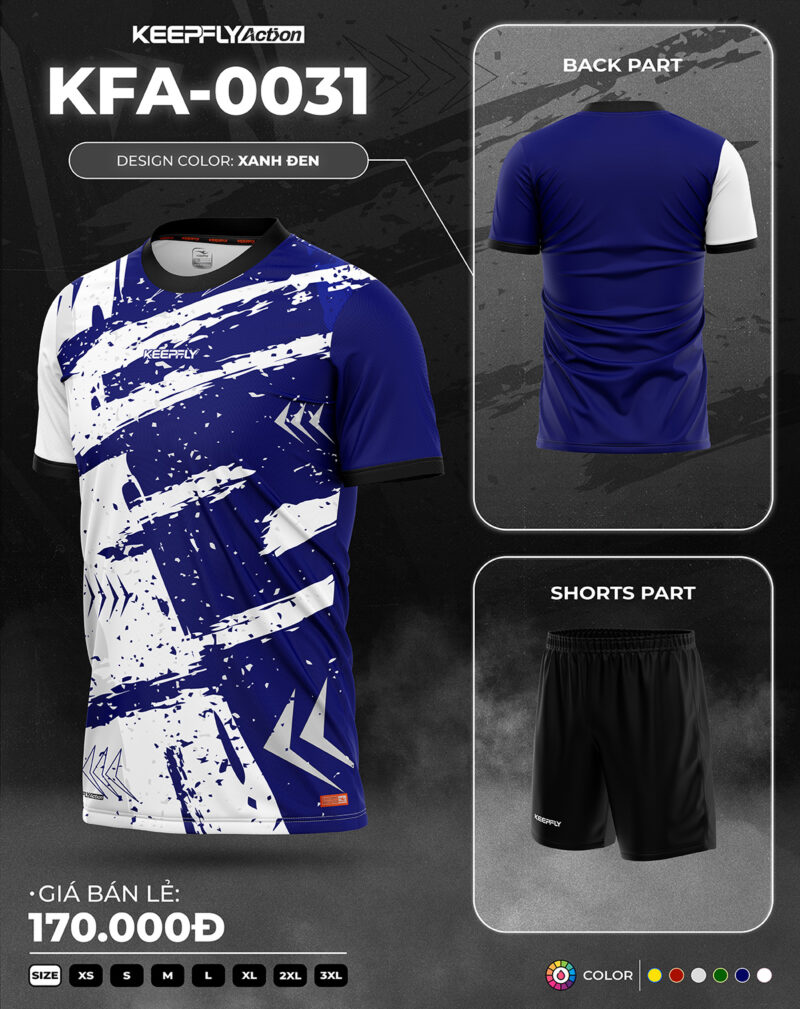 Bộ áo bóng đá KFA-0031 Xanh Đen