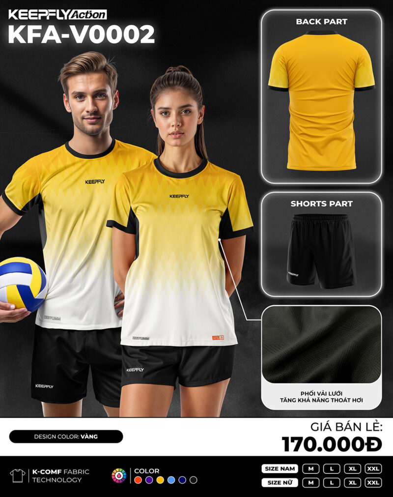 Bộ áo bóng chuyền KFA-V0002 Vàng