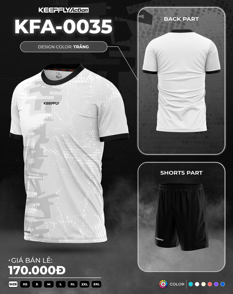 Bộ áo bóng đá KFA-0035 Trắng