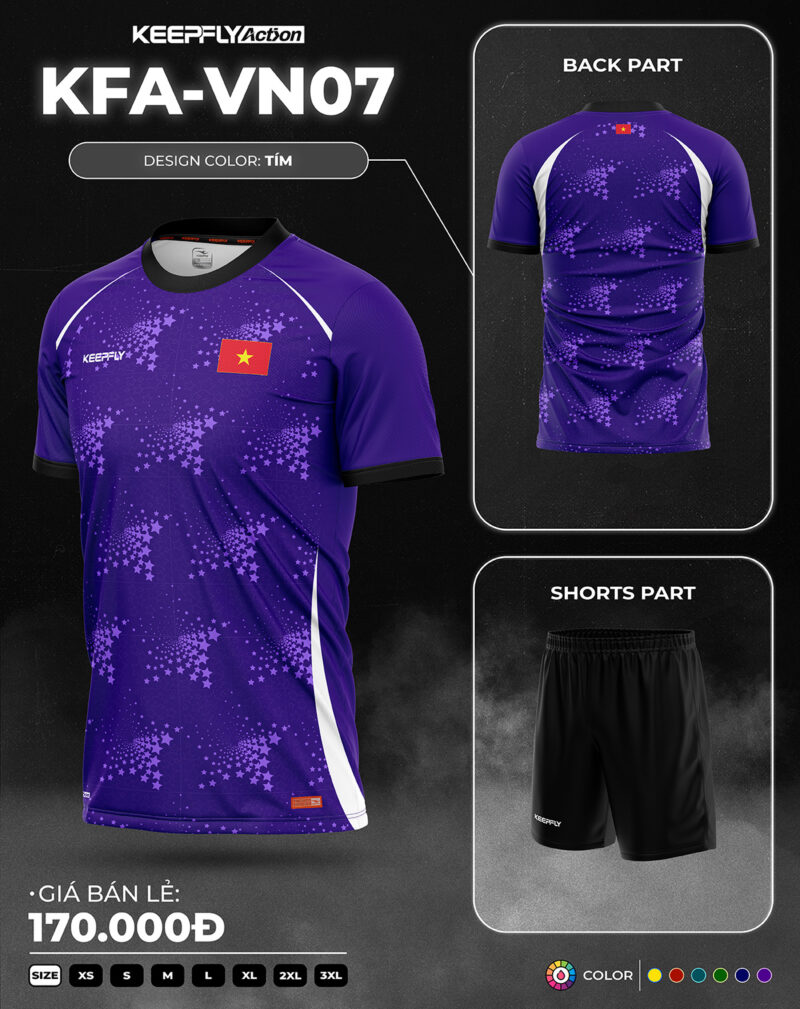 Bộ áo bóng đá KFA-VN07 Tím