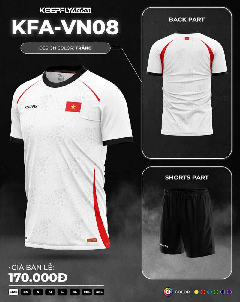 Bộ áo bóng đá KFA-VN08 Trắng