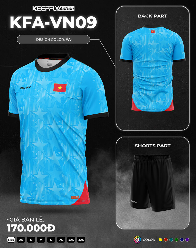Bộ áo bóng đá KFA-VN09 Xanh Ya