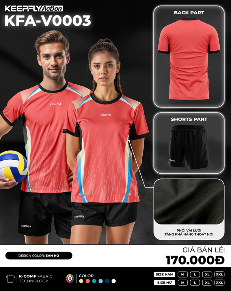 Bộ áo bóng chuyền KFA-V0003 San Hô