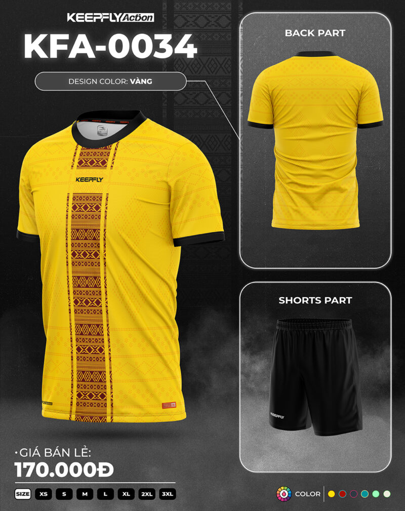 Bộ áo bóng đá KFA-0034 Vàng