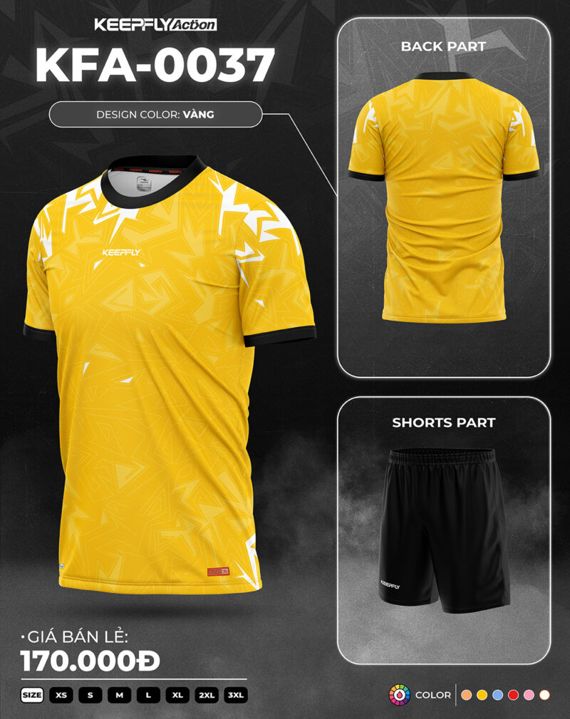 Bộ áo bóng đá KFA-0037 Vàng