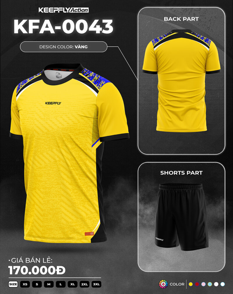 Bộ áo bóng đá KFA-0043 Vàng