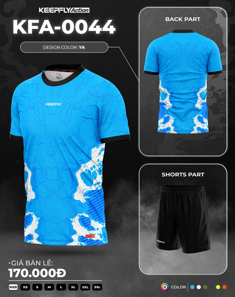 Bộ áo bóng đá KFA-0044 Xanh Ya