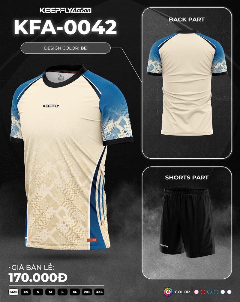 Bộ áo bóng đá KFA-0042 Be